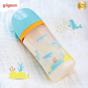 Wide-neck numbered bottle with printed adorable cartoon dolls for fun.